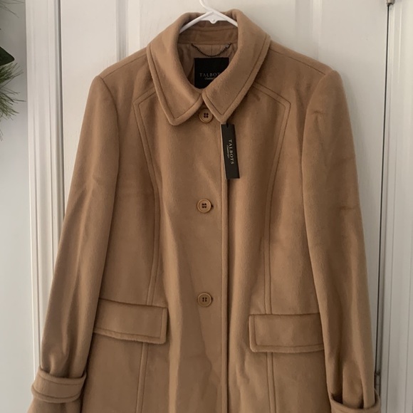 Wool Talbots pea coat tan classic elegant size 14 wool winter classic career NWT - Picture 7 of 16